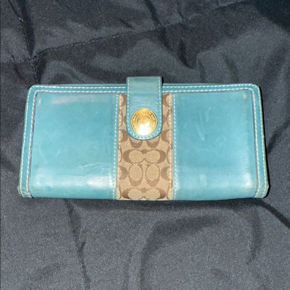 🖤VINTAGE COACH TEAL/ BROWN WALLET🖤 - Picture 2 of 12